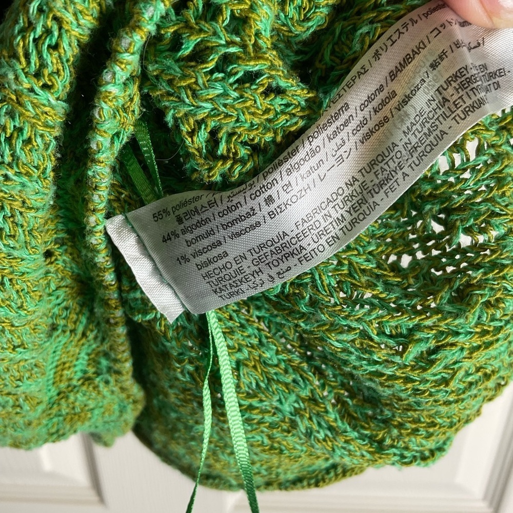Zara Open-Knit Cropped Sweater Vest - Green/Lime Mix Size Medium View 6